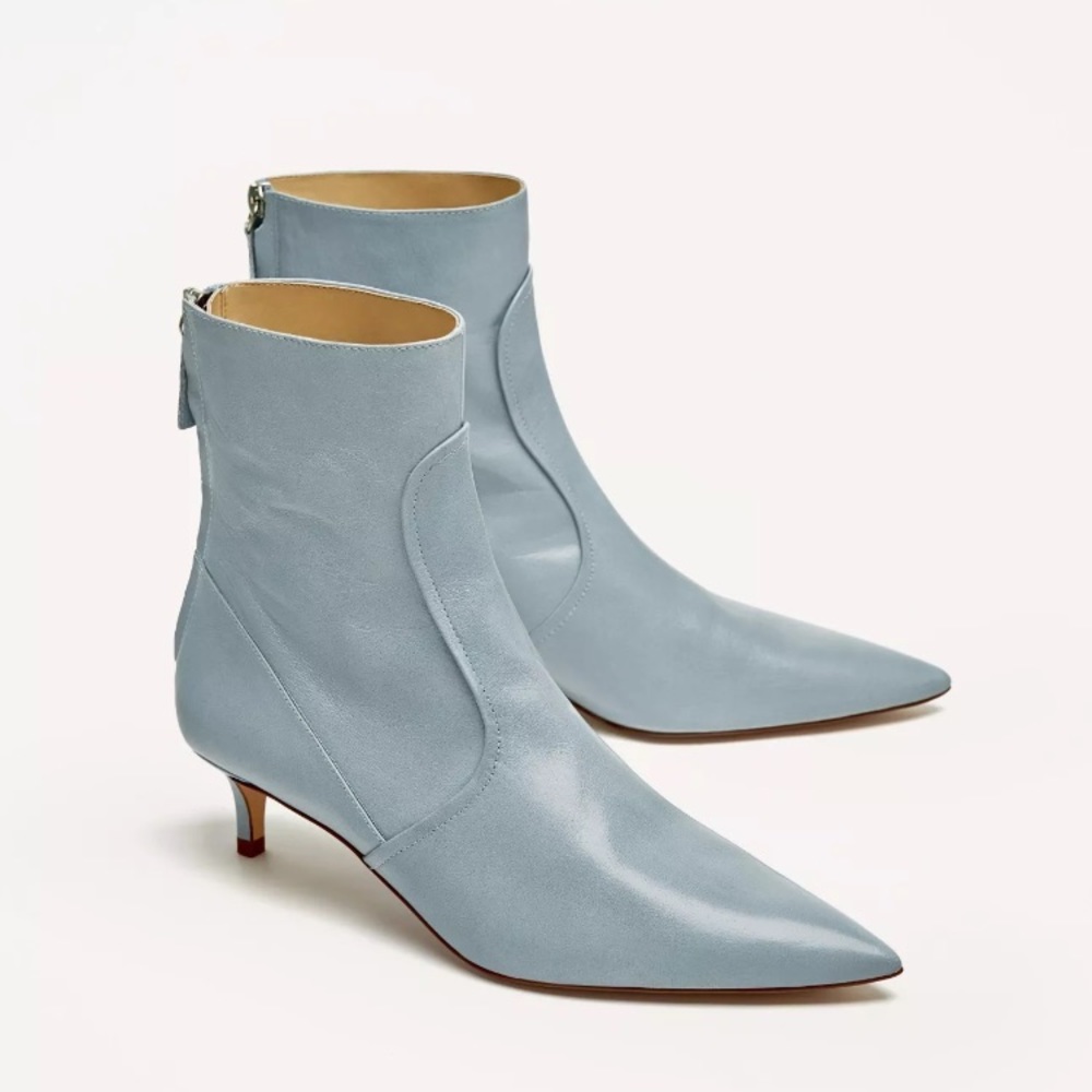 NWT ZARA LEATHER KITTEN HEEL
